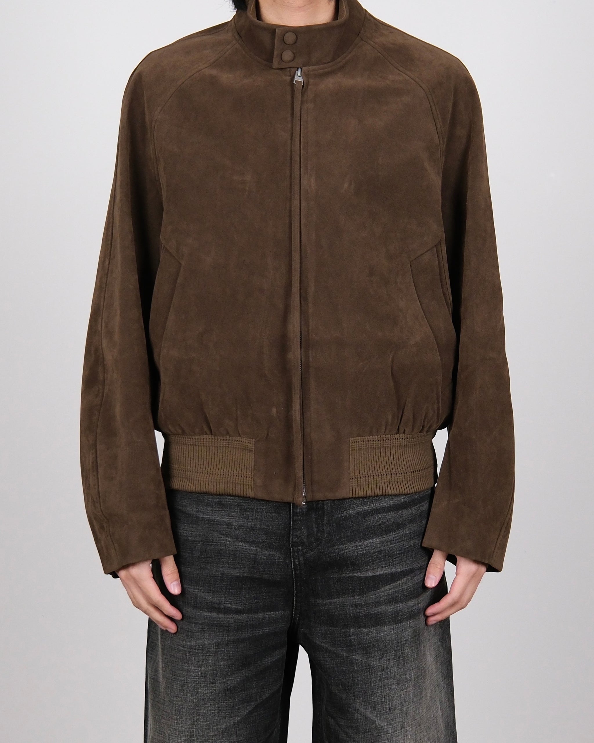 SIMPLE PROJECT Suede Harrington Jacket Brown (Unisex) – ROOTINE STORE
