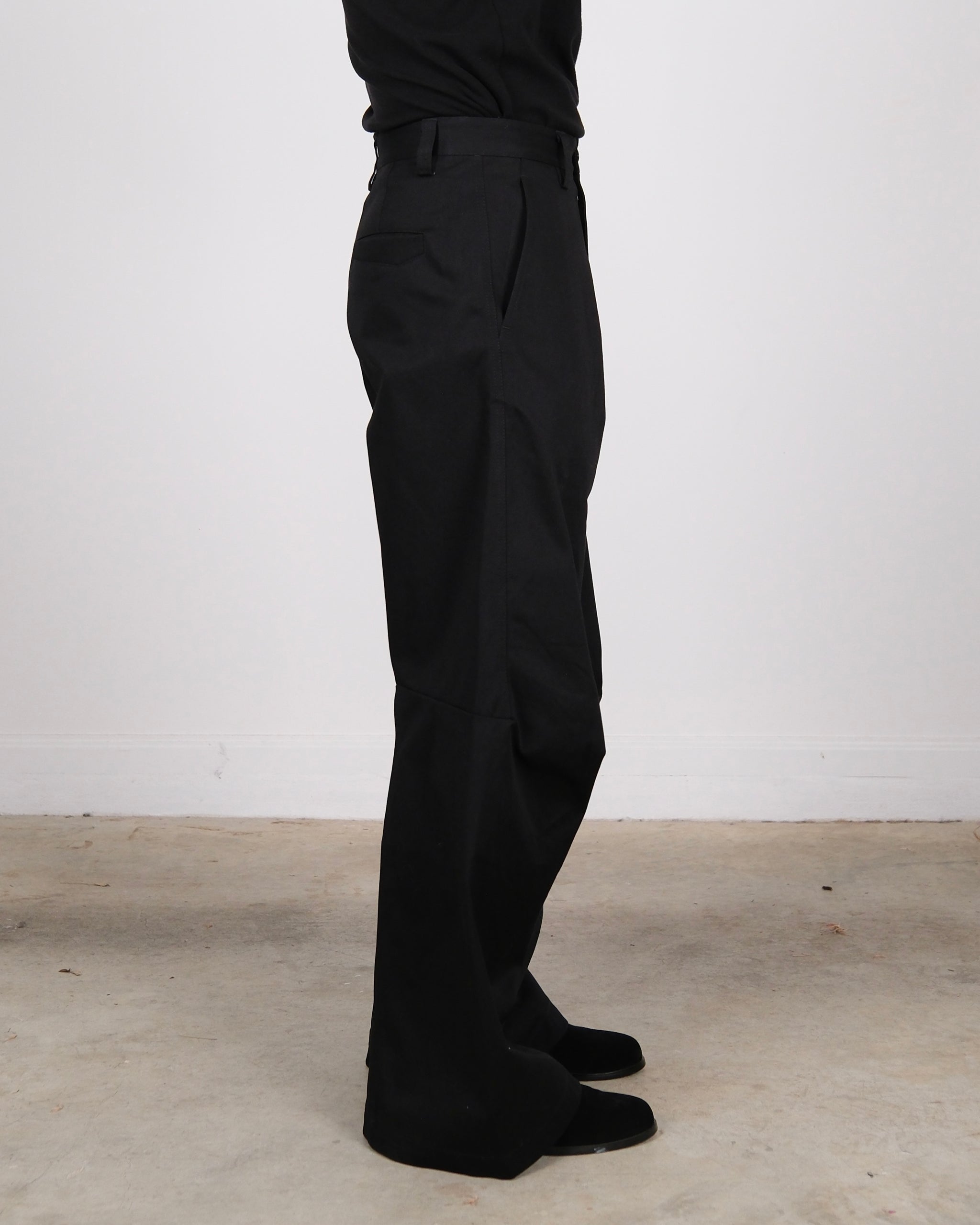 SIMPLE PROJECT Darted Wide Cotton Pants Black (Unisex) – ROOTINE STORE
