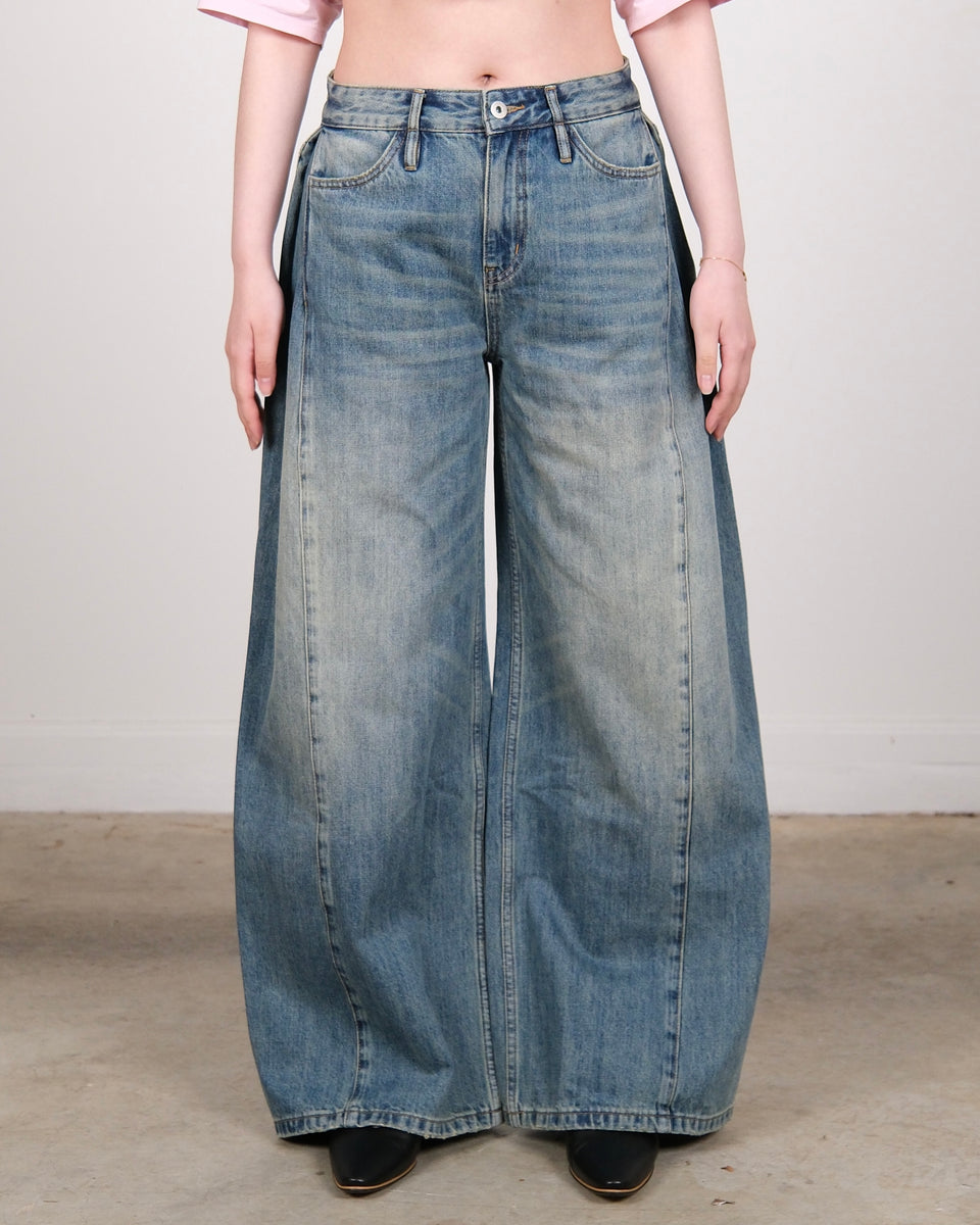 NULL NONE Side Pleating Baggy Jeans Washed Blue – ROOTINE STORE